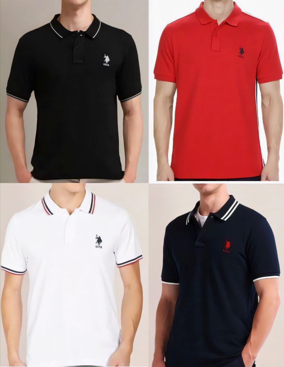 U.S. POLO Men's Solid Half Sleeves Polo Neck T-Shirt (Pack of 4)