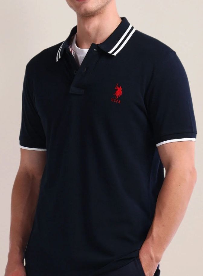 U.S. POLO Men's Solid Half Sleeves Polo Neck T-Shirt (Pack of 4)